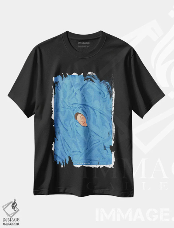 تیشرت مشکی طرح دار پتو کوچک، تزئینی اثر گیسل دکل | فروشگاه ایماژ