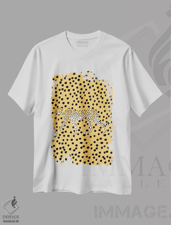 تیشرت سفید طرح دار یوزپلنگ، تزئینی اثر گیسل دکل | فروشگاه ایماژ