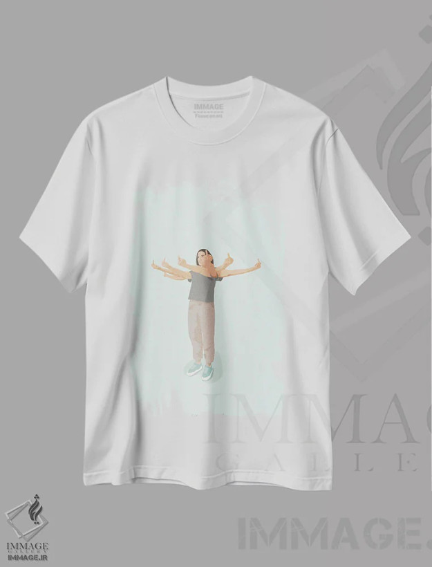 تیشرت سفید طرح دار ۲۰۲۰، تزئینی اثر گیسل دکل | فروشگاه ایماژ