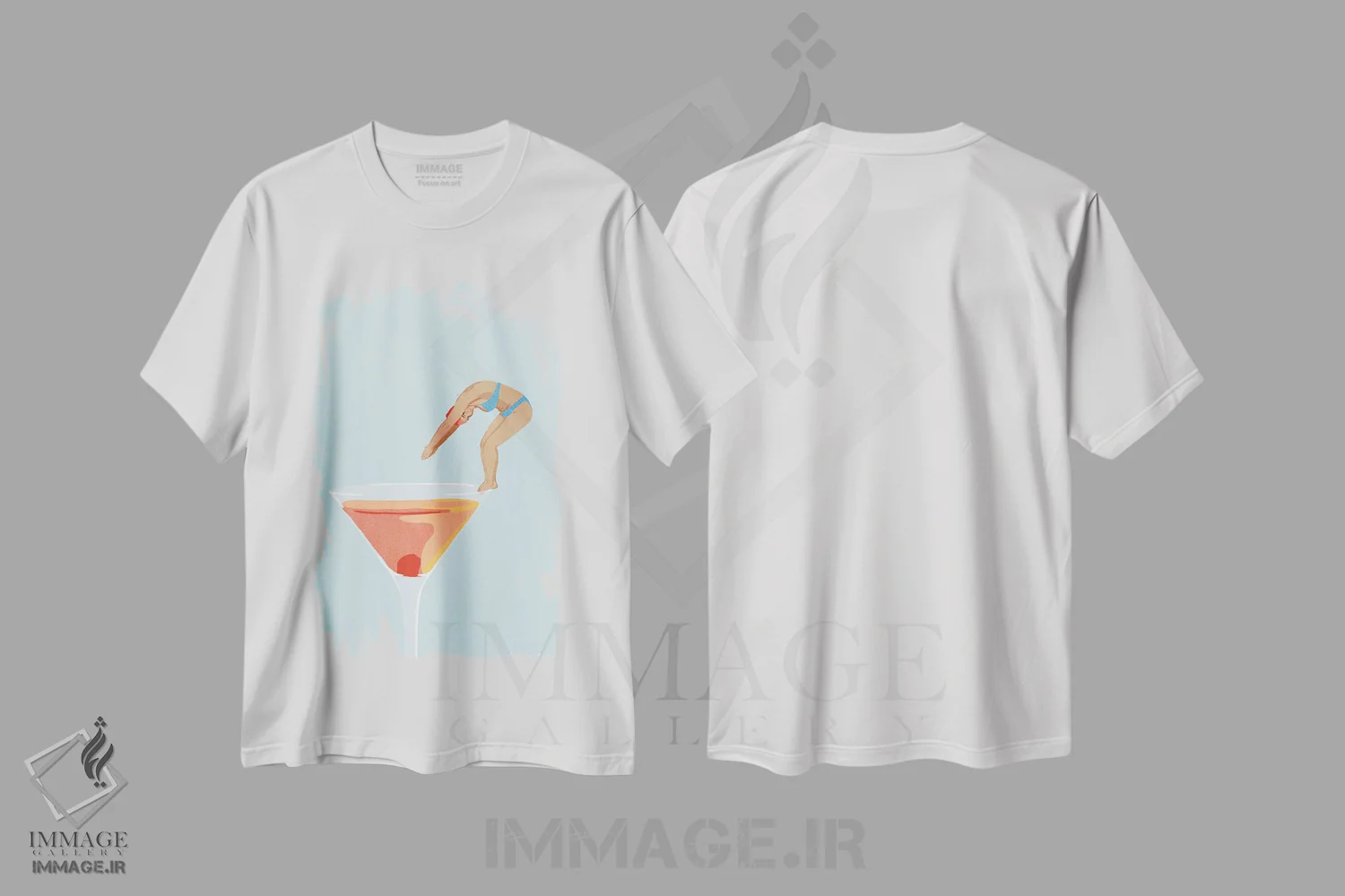 تیشرت سفید طرح دار سس کوکتل، تزئینی اثر گیسل دکل | immage.ir