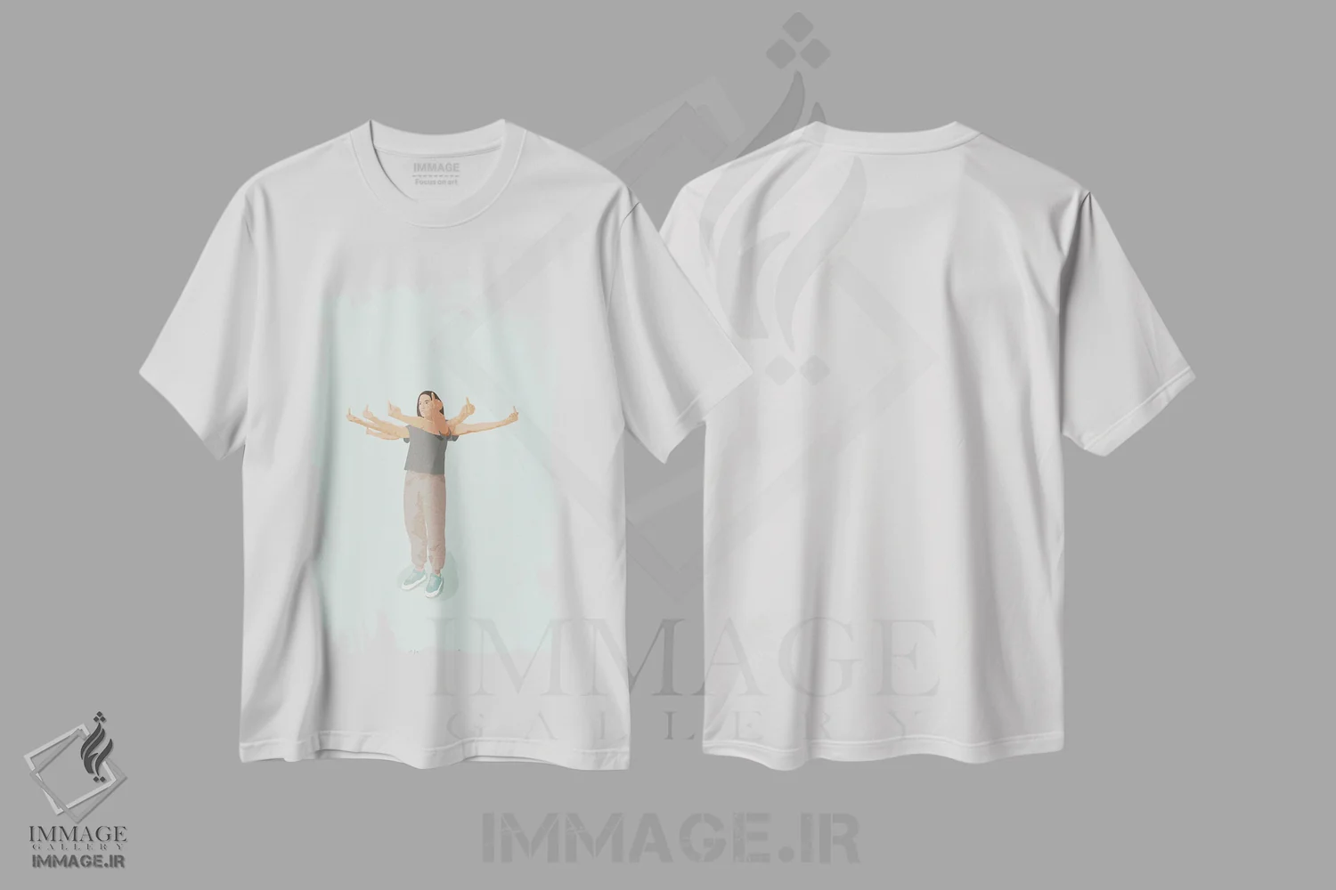 تیشرت سفید طرح دار ۲۰۲۰، تزئینی اثر گیسل دکل | فروشگاه ایماژ