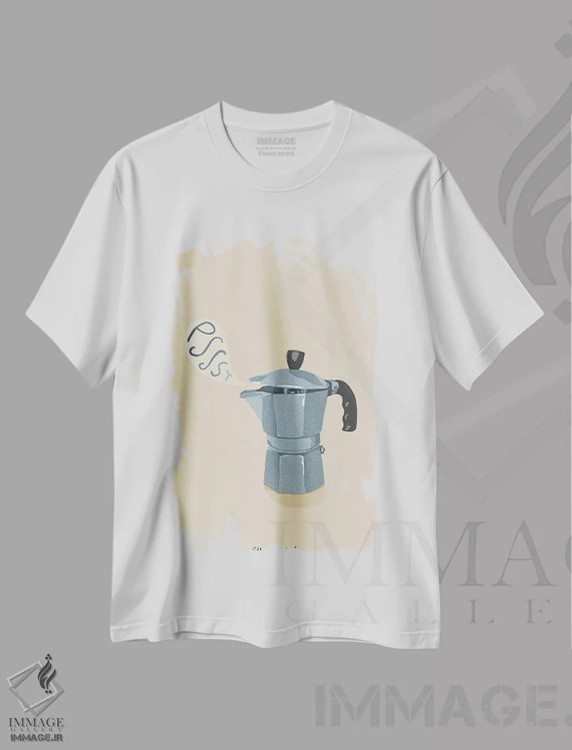 تیشرت سفید طرح دار دعوت قهوه، تزئینی اثر گیسل دکل | immage.ir