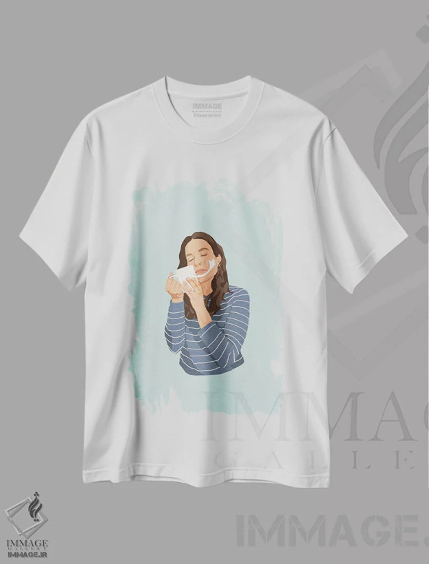تیشرت سفید طرح دار دوست صمیمی، تزئینی اثر گیسل دکل | فروشگاه ایماژ