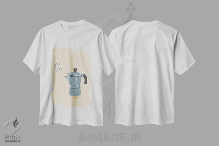تیشرت سفید طرح دار دعوت قهوه، تزئینی اثر گیسل دکل | immage.ir
