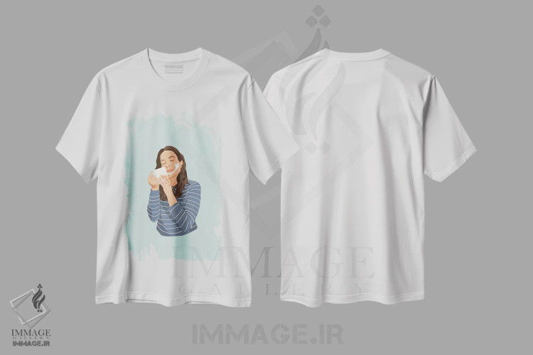 تیشرت سفید طرح دار دوست صمیمی، تزئینی اثر گیسل دکل | فروشگاه ایماژ