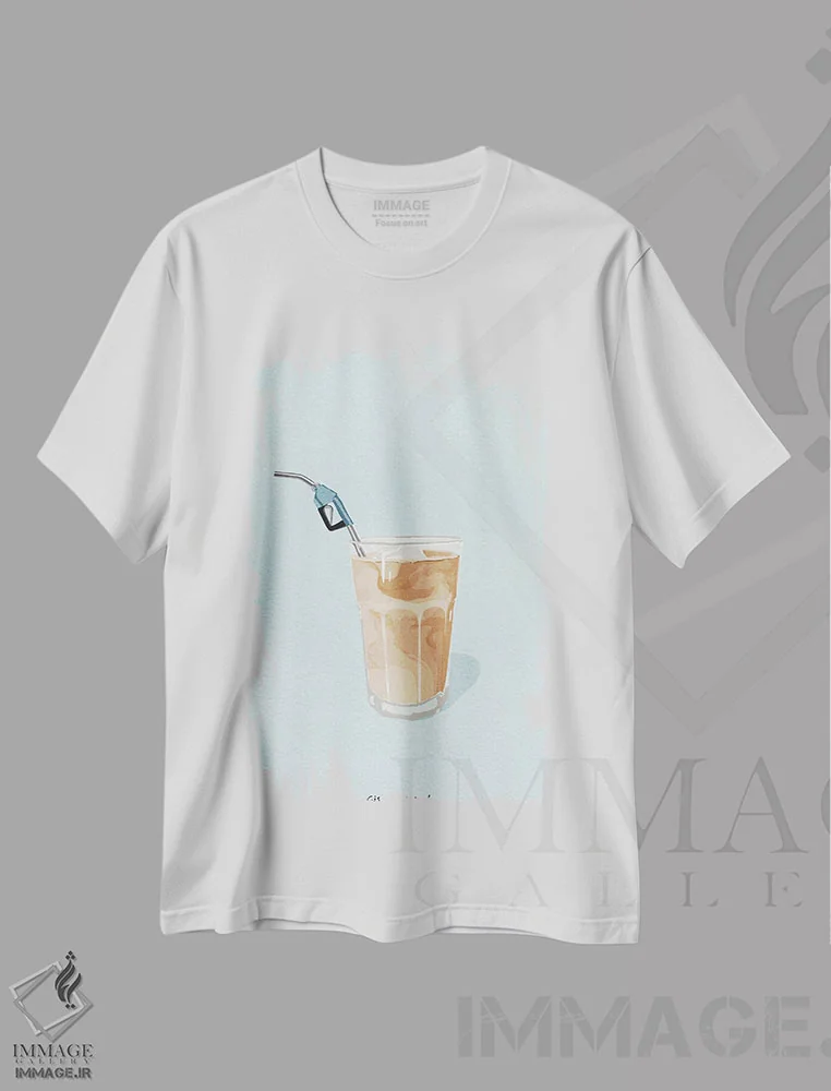 تیشرت سفید طرح دار مرا پر کن، تزئینی اثر گیسل دکل | immage.ir