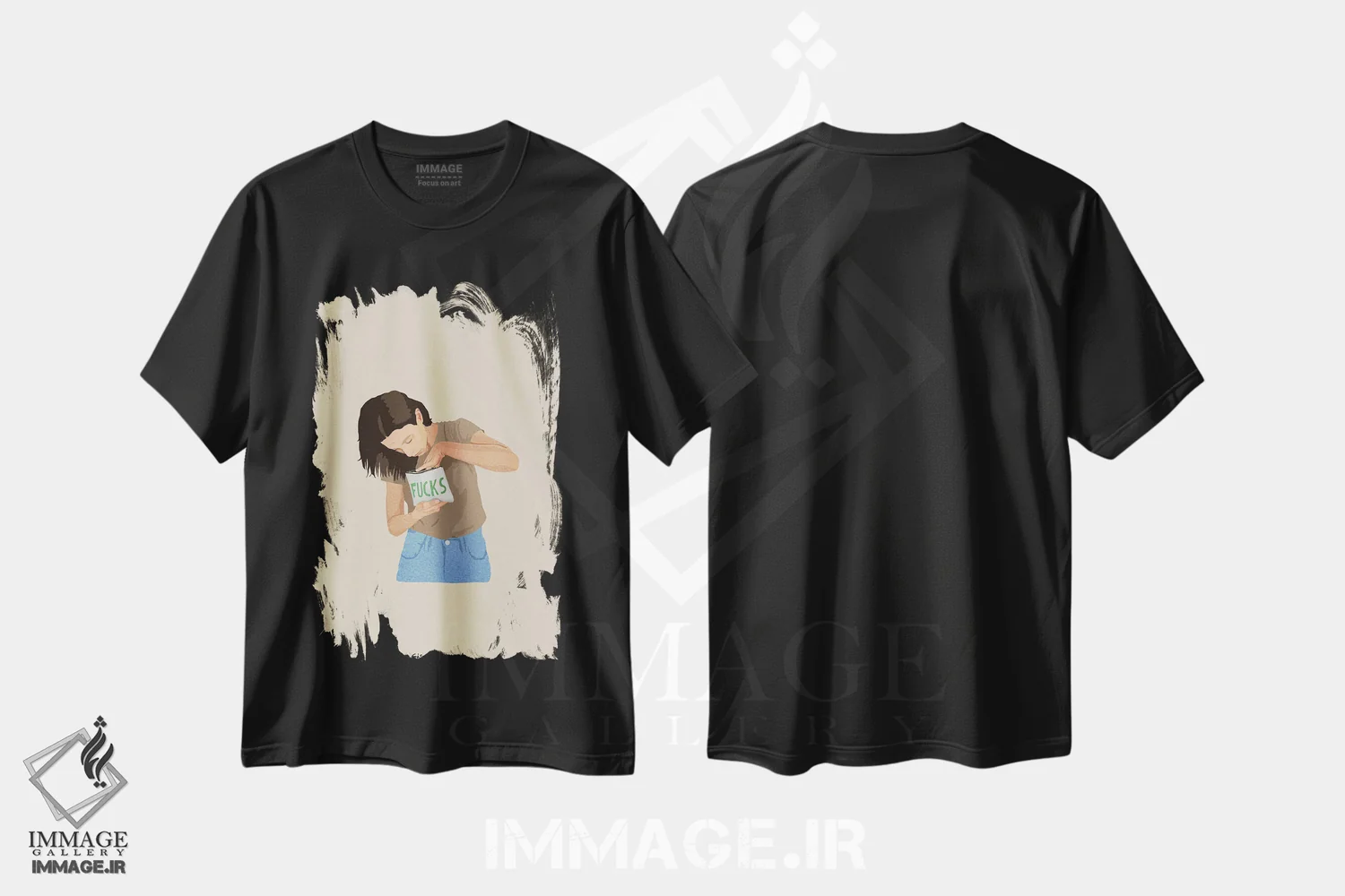 تیشرت مشکی طرح دار تمام شده، تزئینی اثر گیسل دکل | immage.ir