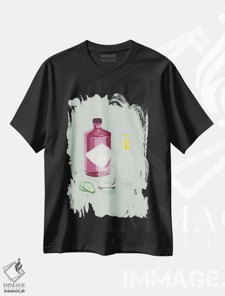تیشرت مشکی طرح دار جین تونیک، تزئینی اثر گیسل دکل | فروشگاه ایماژ