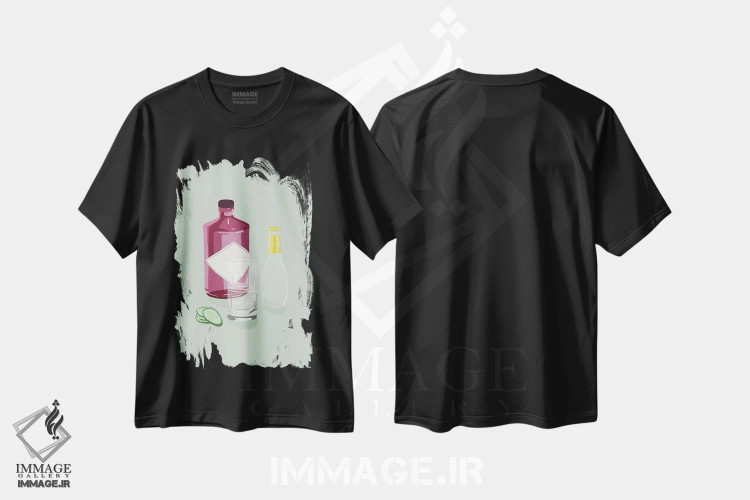 تیشرت مشکی طرح دار جین تونیک، تزئینی اثر گیسل دکل | فروشگاه ایماژ