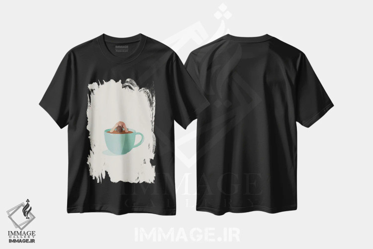 تیشرت مشکی طرح دار رفتن به عمق، تزئینی اثر گیسل دکل | immage.ir