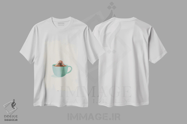 تیشرت سفید طرح دار رفتن به عمق، تزئینی اثر گیسل دکل | فروشگاه ایماژ