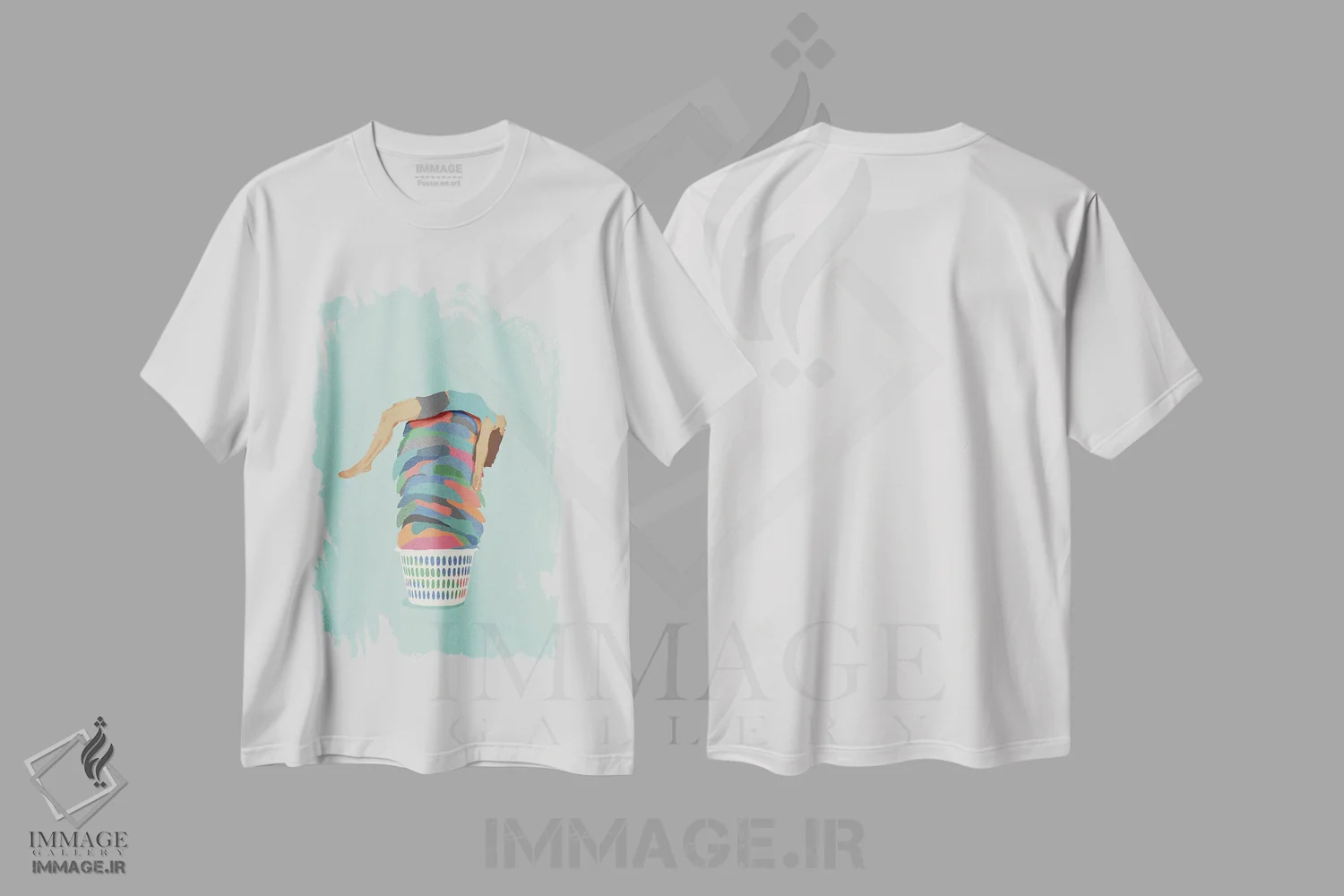تیشرت سفید طرح دار روز شستن لباس ها، تزئینی اثر گیسل دکل | فروشگاه ایماژ