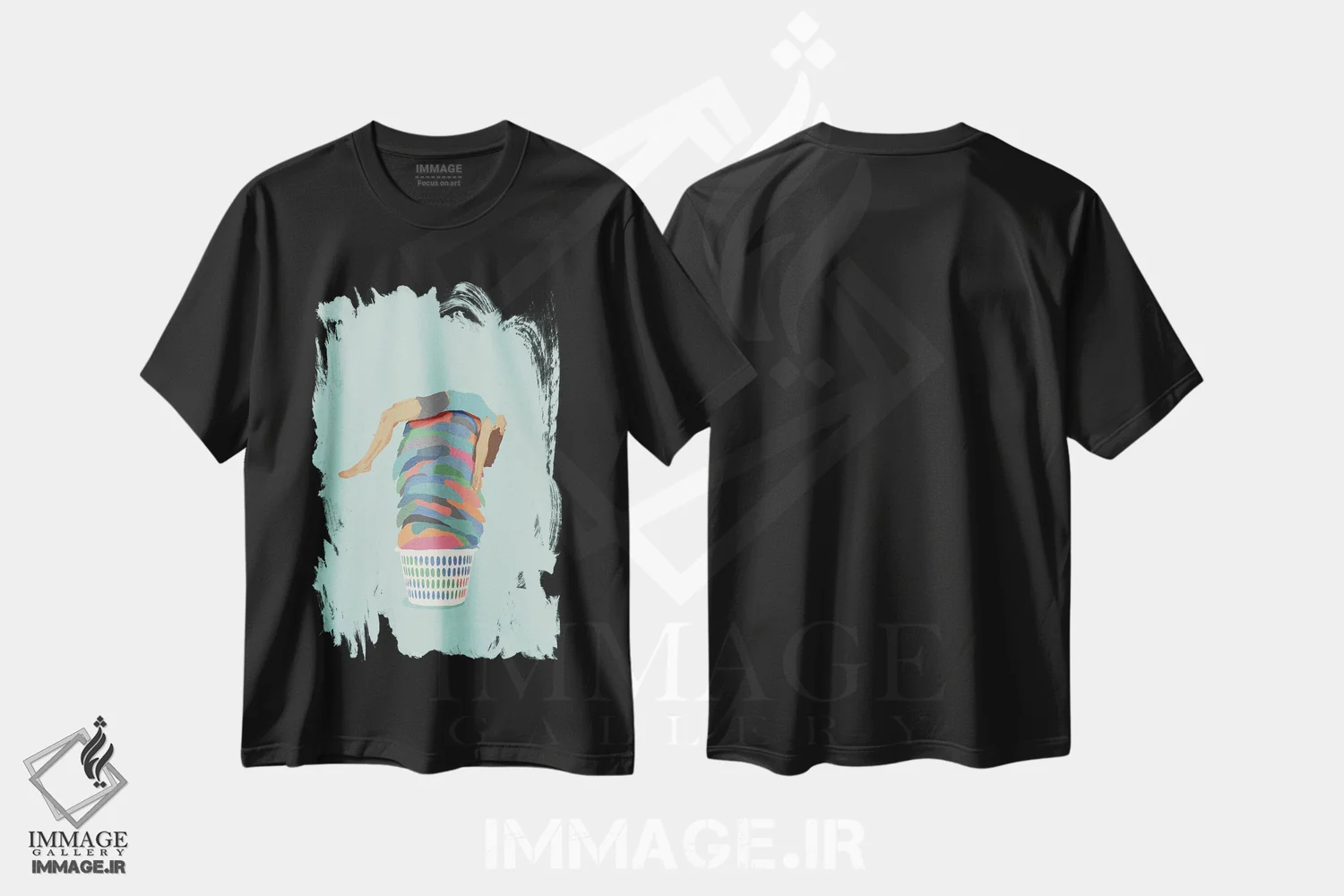 تیشرت مشکی طرح دار روز شستن لباس ها، تزئینی اثر گیسل دکل | immage.ir