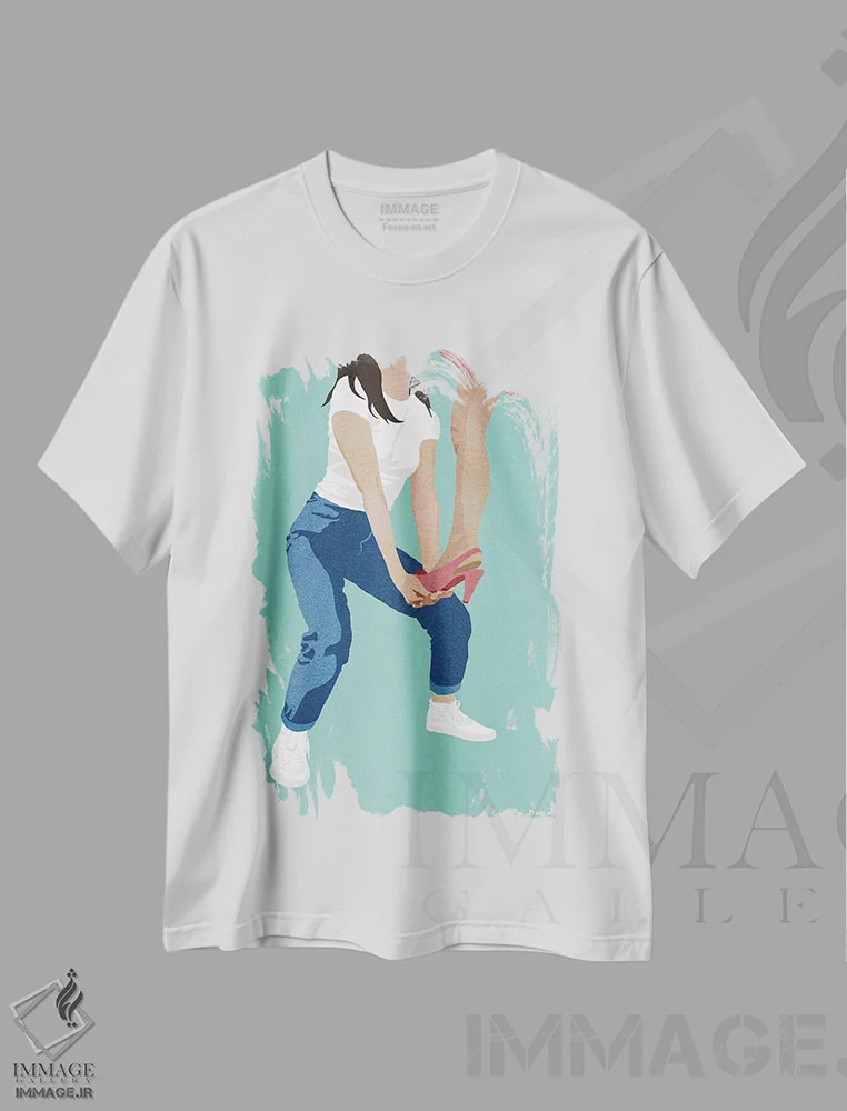 تیشرت سفید طرح دار همدیگر را بالا ببرید، تزئینی اثر گیسل دکل | immage.ir