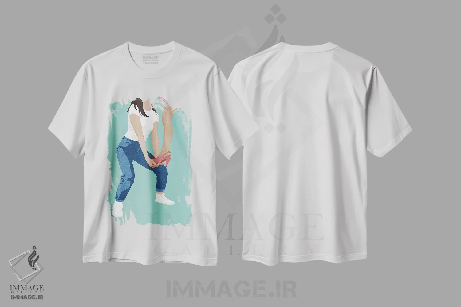 تیشرت سفید طرح دار همدیگر را بالا ببرید، تزئینی اثر گیسل دکل | immage.ir