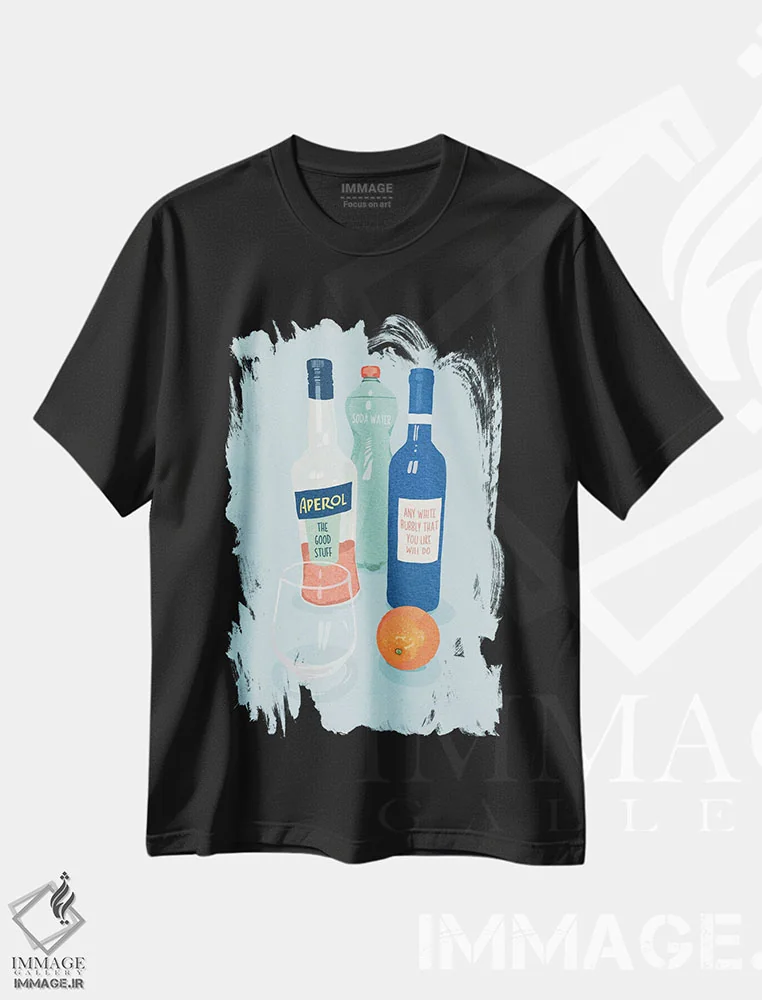 تیشرت مشکی طرح دار آپِرول، تزئینی اثر گیسل دکل | immage.ir