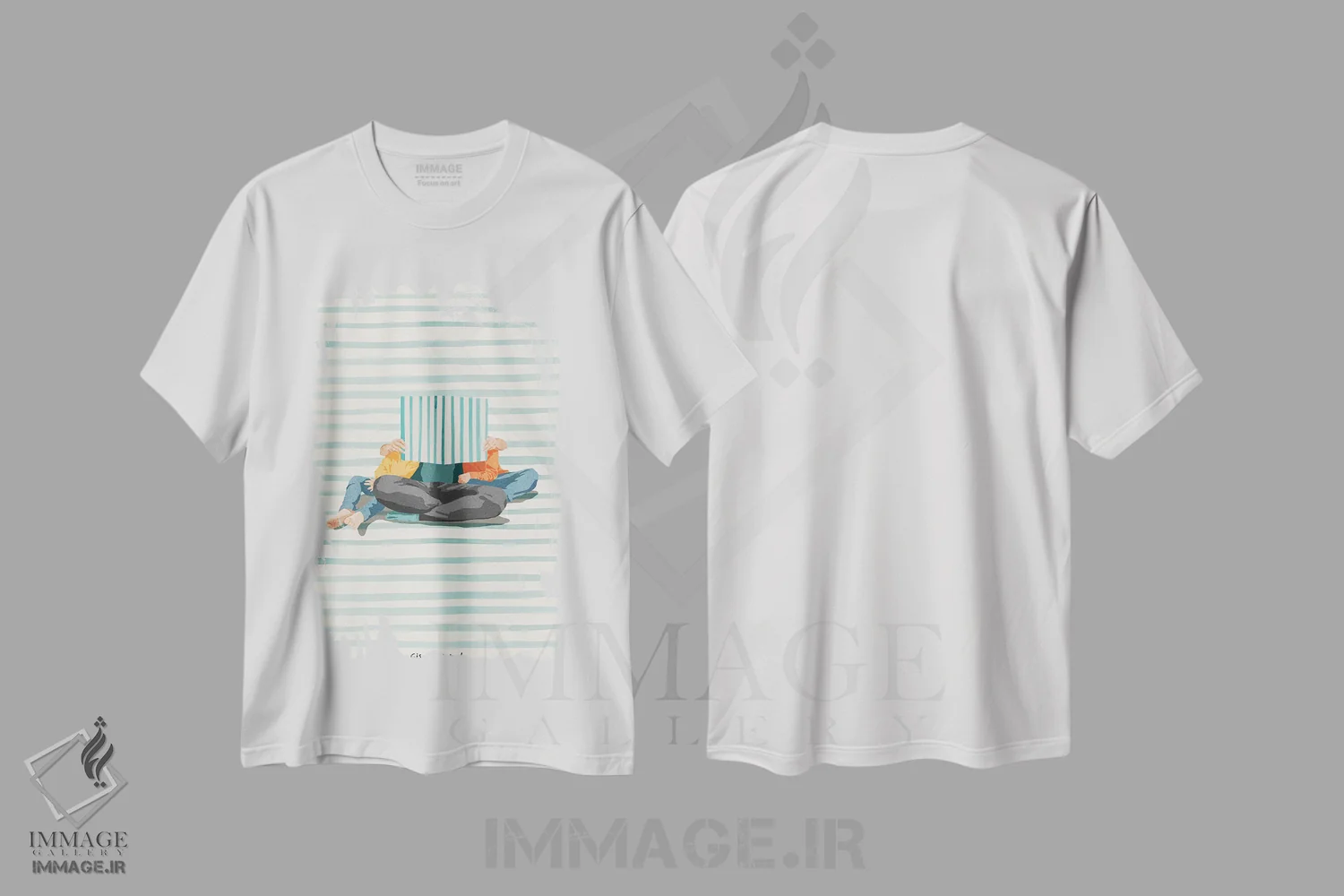 تیشرت سفید طرح دار زمان داستان، تزئینی اثر گیسل دکل | immage.ir