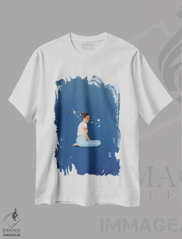 تیشرت سفید طرح دار سیستم تک نفره، تزئینی اثر گیسل دکل | فروشگاه ایماژ