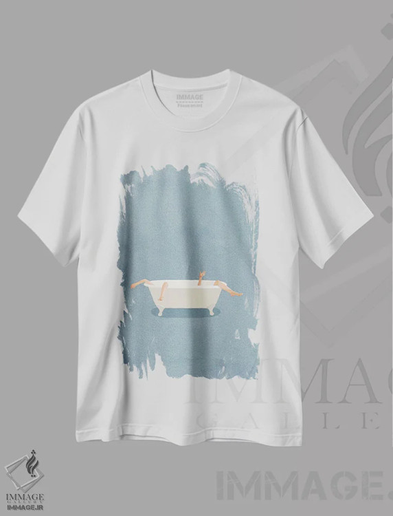 تیشرت سفید طرح دار در وان، تزئینی اثر گیسل دکل | فروشگاه ایماژ
