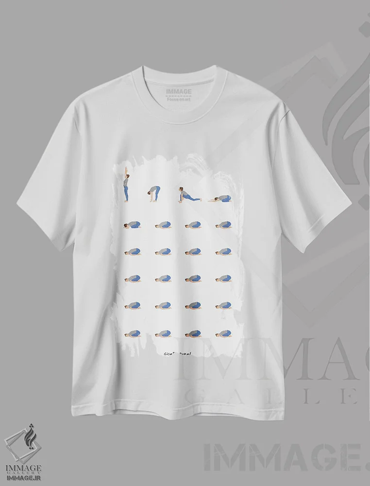 تیشرت سفید طرح دار روتین یوگا، تزئینی اثر گیسل دکل | immage.ir
