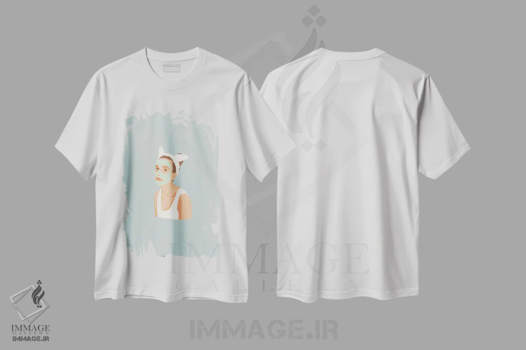 تیشرت سفید طرح دار خرگوش با ماسک صورت، تزئینی اثر گیسل دکل | immage.ir