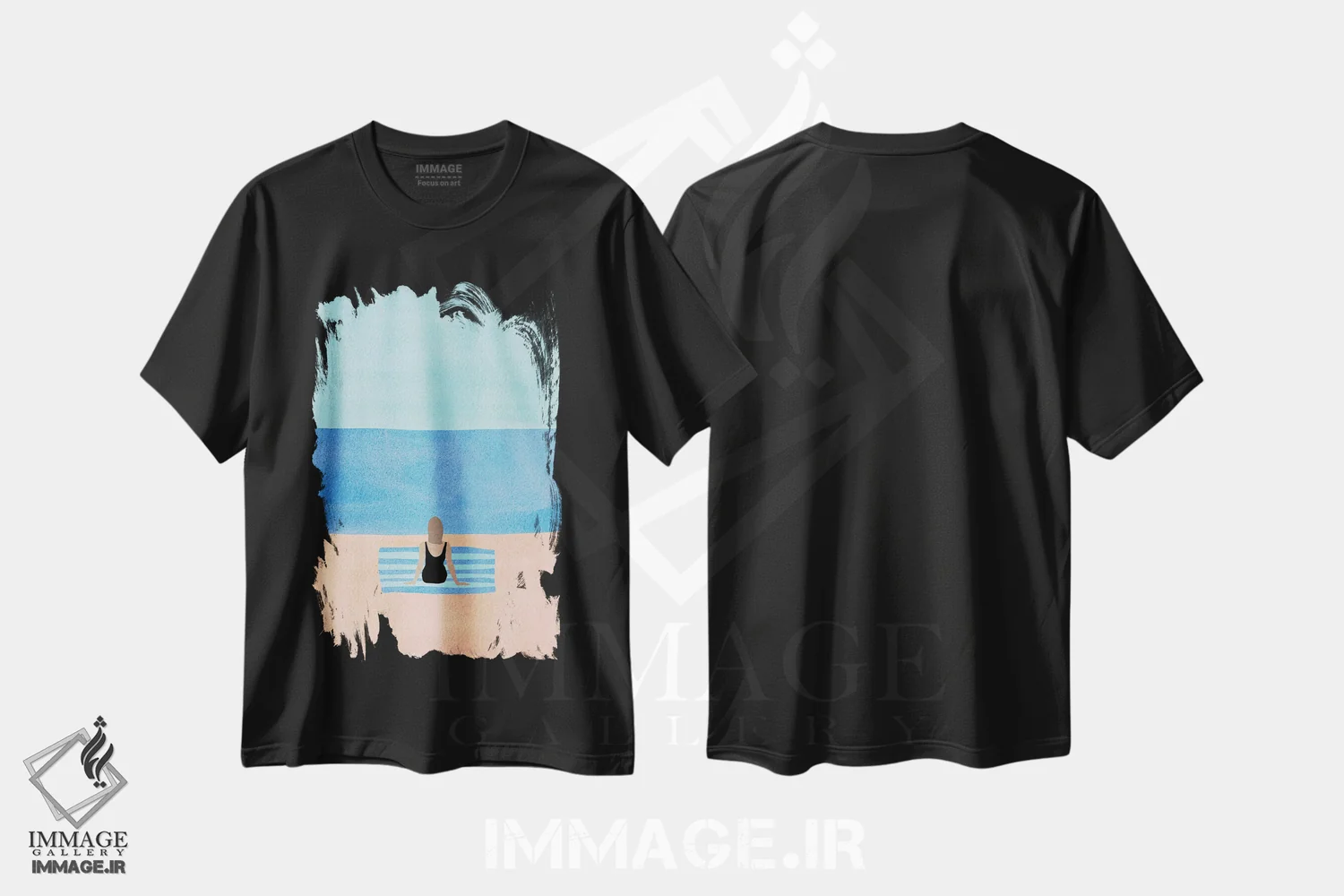 تیشرت مشکی طرح دار آماده ام، تزئینی اثر گیسل دکل | فروشگاه ایماژ