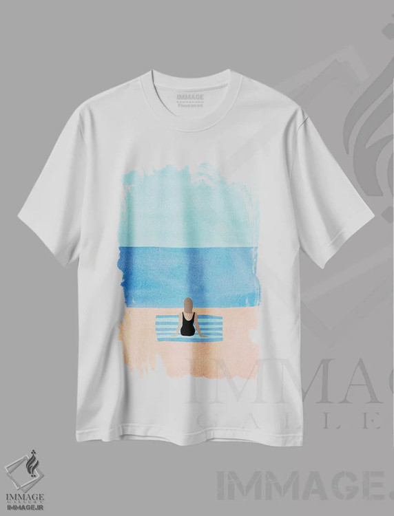 تیشرت سفید طرح دار آماده ام، تزئینی اثر گیسل دکل | immage.ir