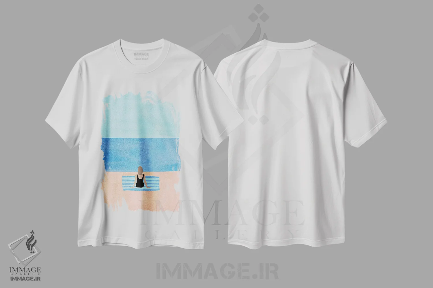 تیشرت سفید طرح دار آماده ام، تزئینی اثر گیسل دکل | immage.ir