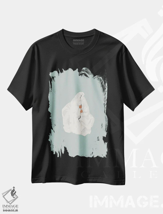 تیشرت مشکی طرح دار امروز نه، تزئینی اثر گیسل دکل | فروشگاه ایماژ