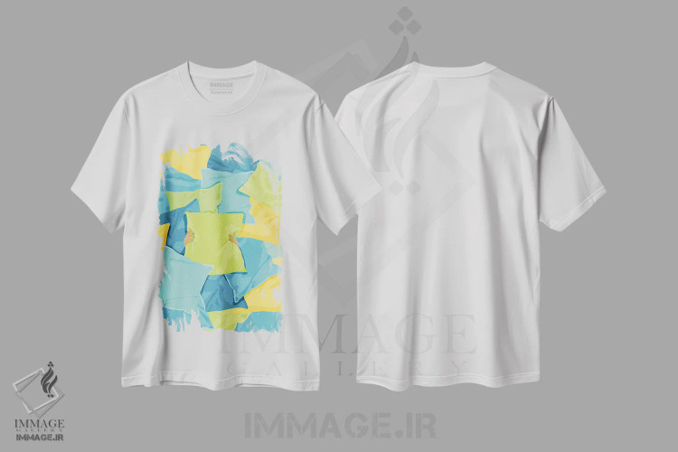 تیشرت سفید طرح دار بالش ها، تزئینی اثر گیسل دکل | فروشگاه ایماژ