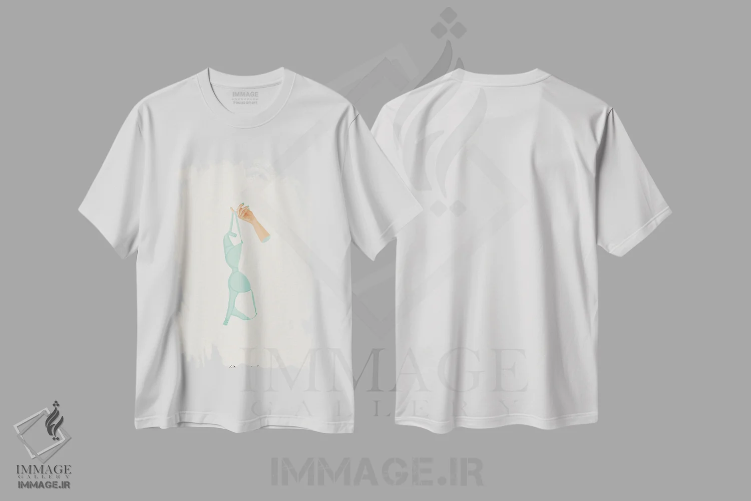 تیشرت سفید طرح دار درآور، تزئینی اثر گیسل دکل | فروشگاه ایماژ