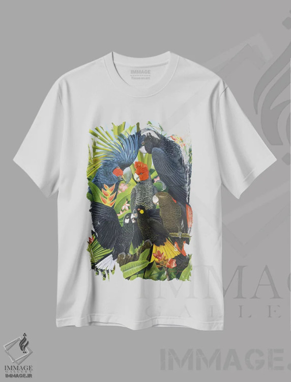 تیشرت سفید طرح دار بازگشت در سیاهی، هنر فاخر معاصر اثر گرائیم استیونسون | فروشگاه ایماژ