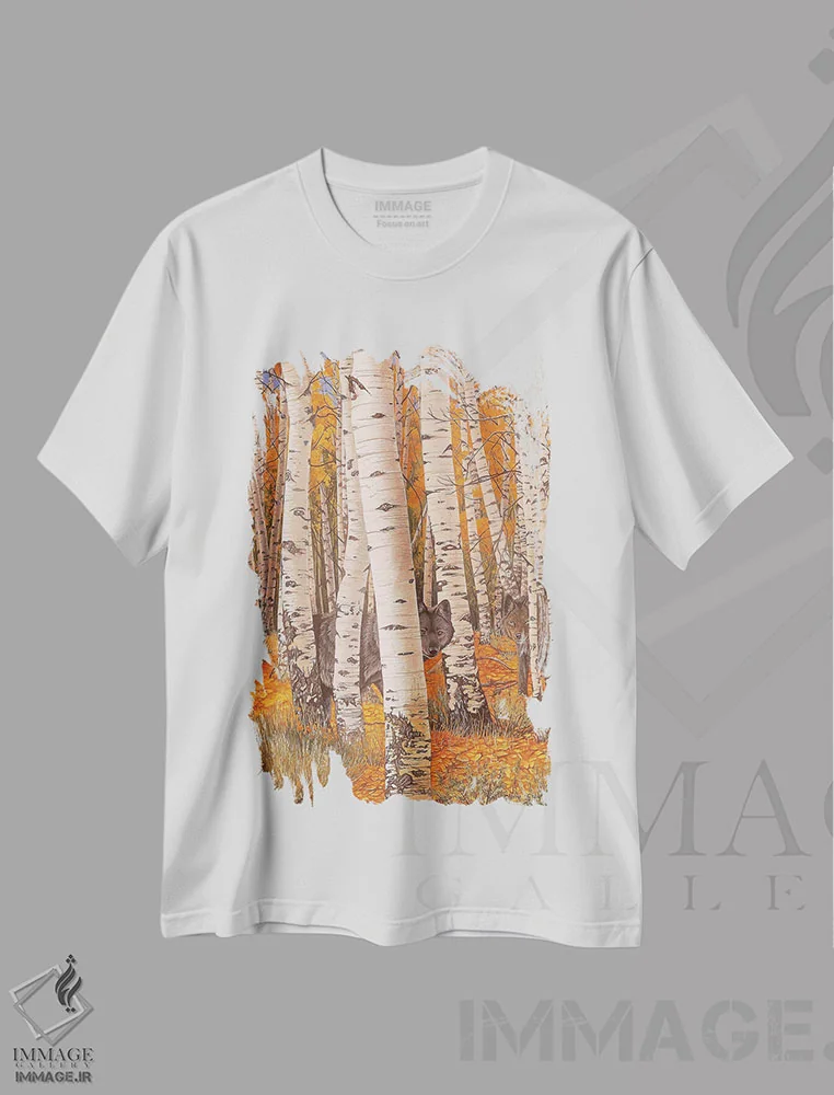 تیشرت سفید طرح دار چشمان پاییزی، مدیوم اثر گرائیم استیونسون | فروشگاه ایماژ