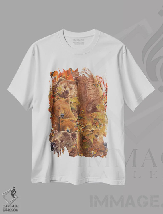 تیشرت سفید طرح دار خرس ها آنجا هستند، هنر فاخر معاصر اثر گرائیم استیونسون | فروشگاه ایماژ