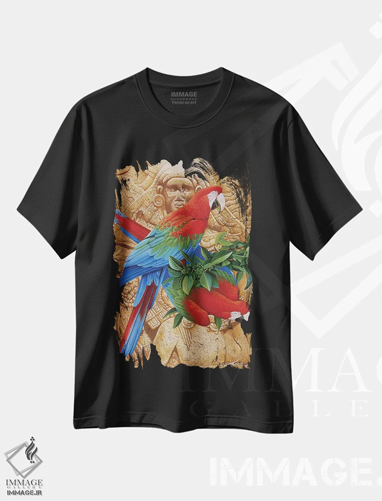 تیشرت مشکی طرح دار رنگین کمان آزتک، هنر فاخر معاصر اثر گرائیم استیونسون | immage.ir