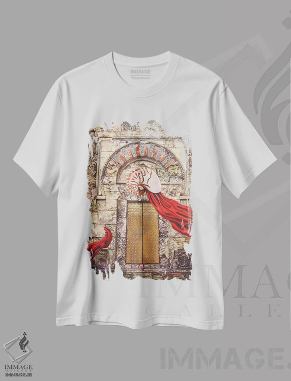 تیشرت سفید طرح دار پشت در، هنر فاخر معاصر اثر گرائیم استیونسون | immage.ir