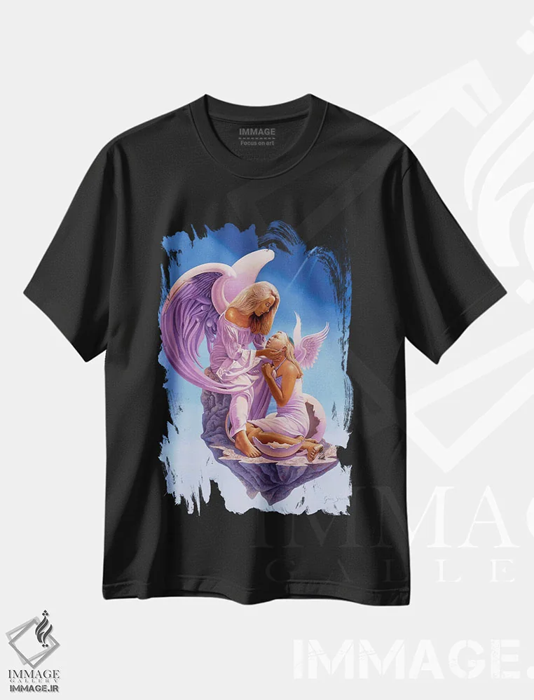 تیشرت مشکی طرح دار تولد یک فرشته، هنر فاخر معاصر اثر گرائیم استیونسون | immage.ir
