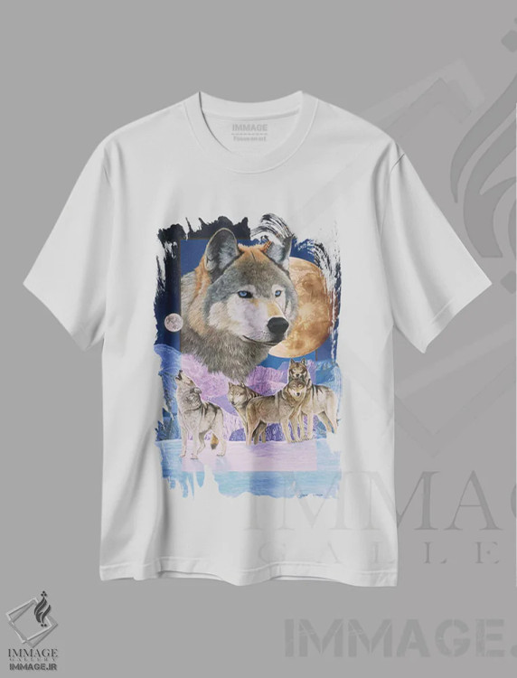 تیشرت سفید طرح دار ماه آبی، هنر فاخر معاصر اثر گرائیم استیونسون | immage.ir