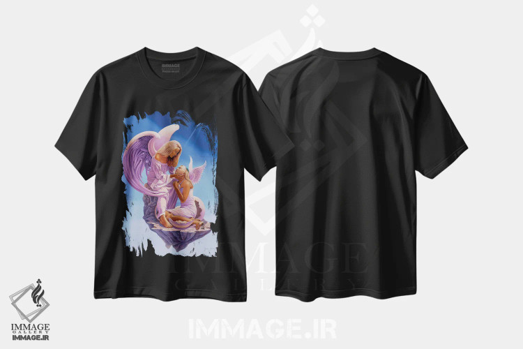 تیشرت مشکی طرح دار تولد یک فرشته، هنر فاخر معاصر اثر گرائیم استیونسون | immage.ir