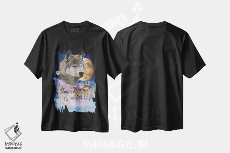 تیشرت مشکی طرح دار ماه آبی، هنر فاخر معاصر اثر گرائیم استیونسون | فروشگاه ایماژ