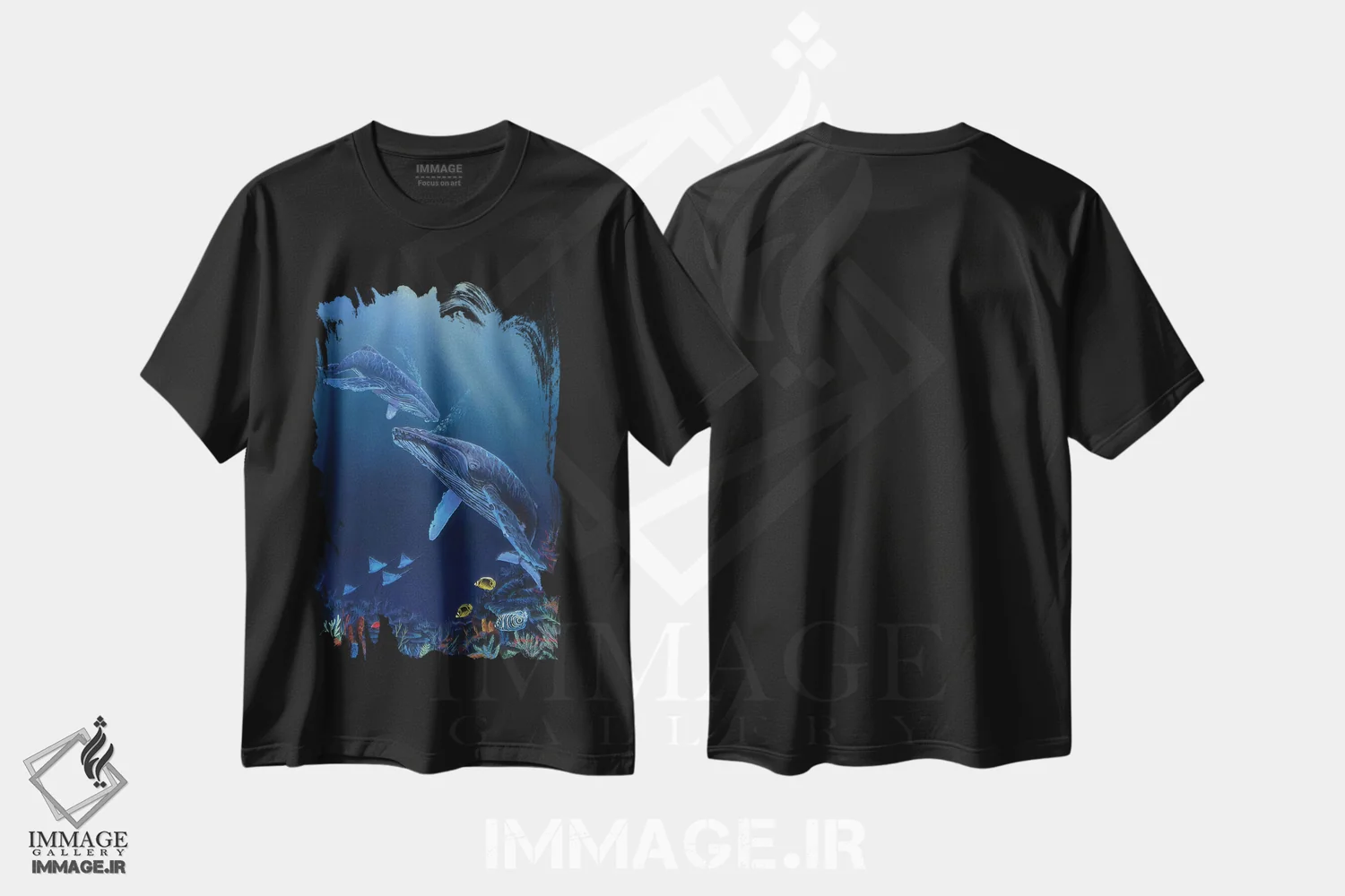 تیشرت مشکی طرح دار سکوت آبی، هنر فاخر معاصر اثر گرائیم استیونسون | immage.ir