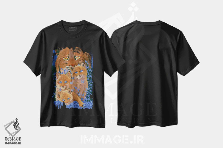 تیشرت مشکی طرح دار بچه گربه های ببری، هنر فاخر معاصر اثر گرائیم استیونسون | فروشگاه ایماژ