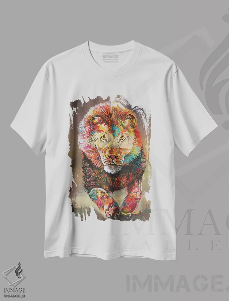 تیشرت سفید طرح دار رنگ های ترس، هنر فاخر معاصر اثر گرائیم استیونسون | immage.ir