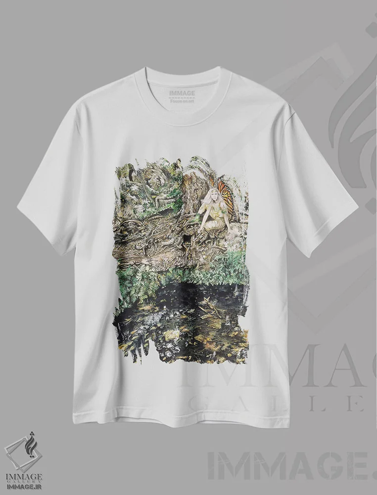 تیشرت سفید طرح دار دیانا، هنر فاخر معاصر اثر گرائیم استیونسون | immage.ir