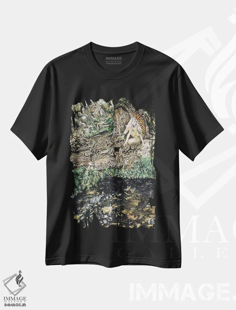 تیشرت مشکی طرح دار دیانا، هنر فاخر معاصر اثر گرائیم استیونسون | فروشگاه ایماژ