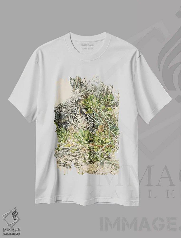 تیشرت سفید طرح دار در ساحل، هنر فاخر معاصر اثر گرائیم استیونسون | immage.ir