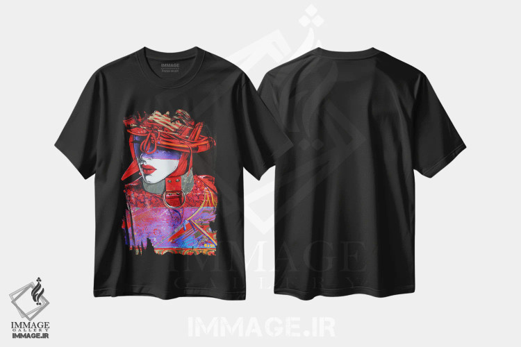 تیشرت مشکی طرح دار شیطان الهی، هنر فاخر معاصر اثر گرائیم استیونسون | immage.ir