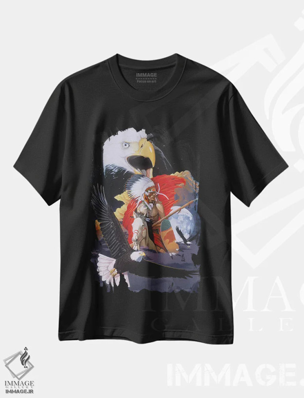 تیشرت مشکی طرح دار جنگجوی عقاب، هنر فاخر معاصر اثر گرائیم استیونسون | فروشگاه ایماژ
