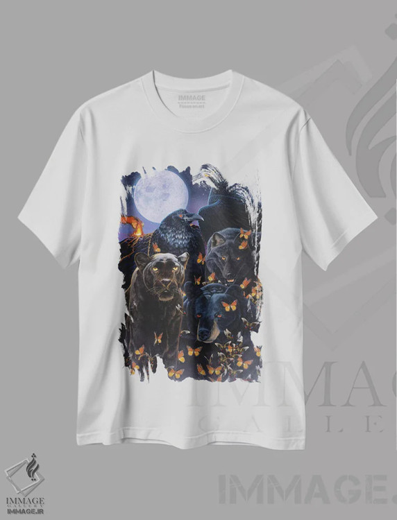 تیشرت سفید طرح دار آبنوس، هنر فاخر معاصر اثر گرائیم استیونسون | فروشگاه ایماژ