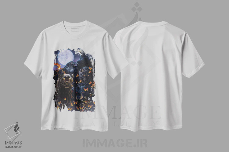 تیشرت سفید طرح دار آبنوس، هنر فاخر معاصر اثر گرائیم استیونسون | فروشگاه ایماژ